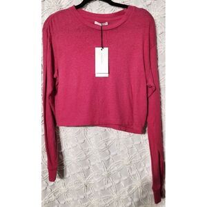 John Elliott Blouse Womens Sz‎ 1 / Small Cropped Barbie Pink Long Sleeve *Flaws